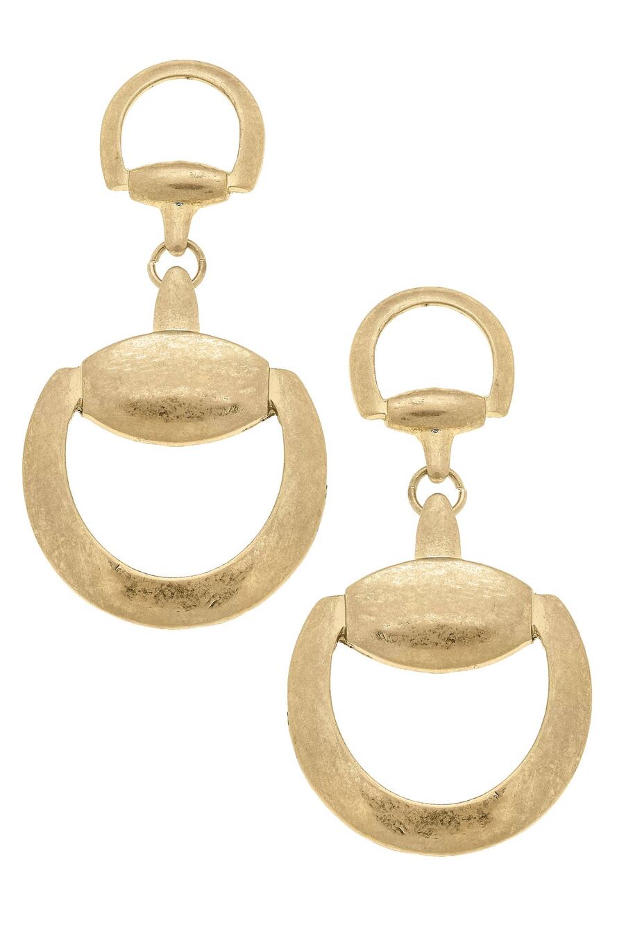 Elise Horsebit Drop Earrings – 18K Shiny Gold